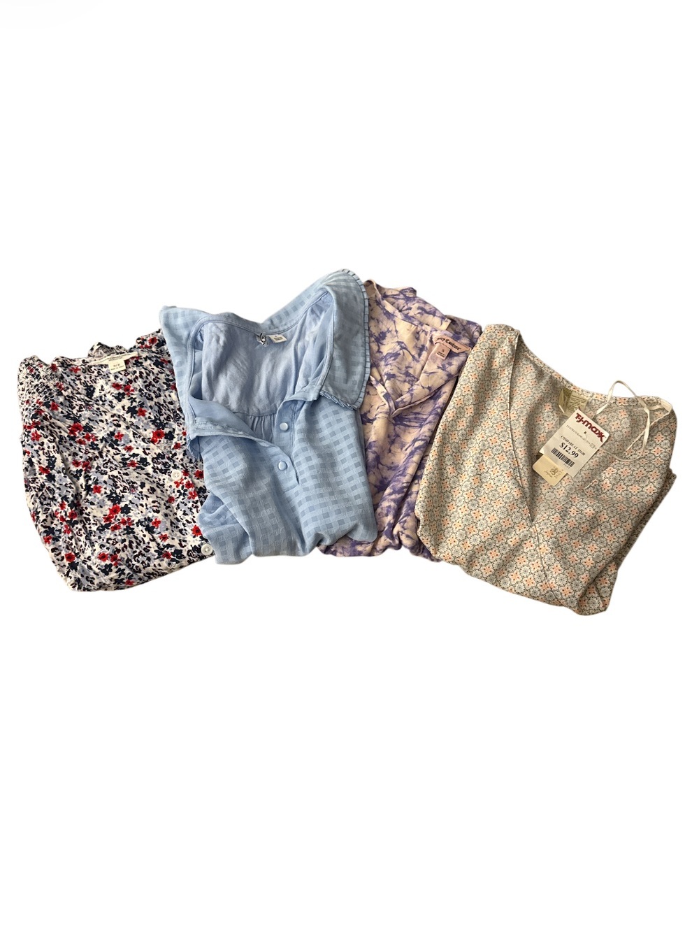 Lot of 4 Mixed Women’s Tops Bundle Light Blue Prints for Summer Japna + - Size S